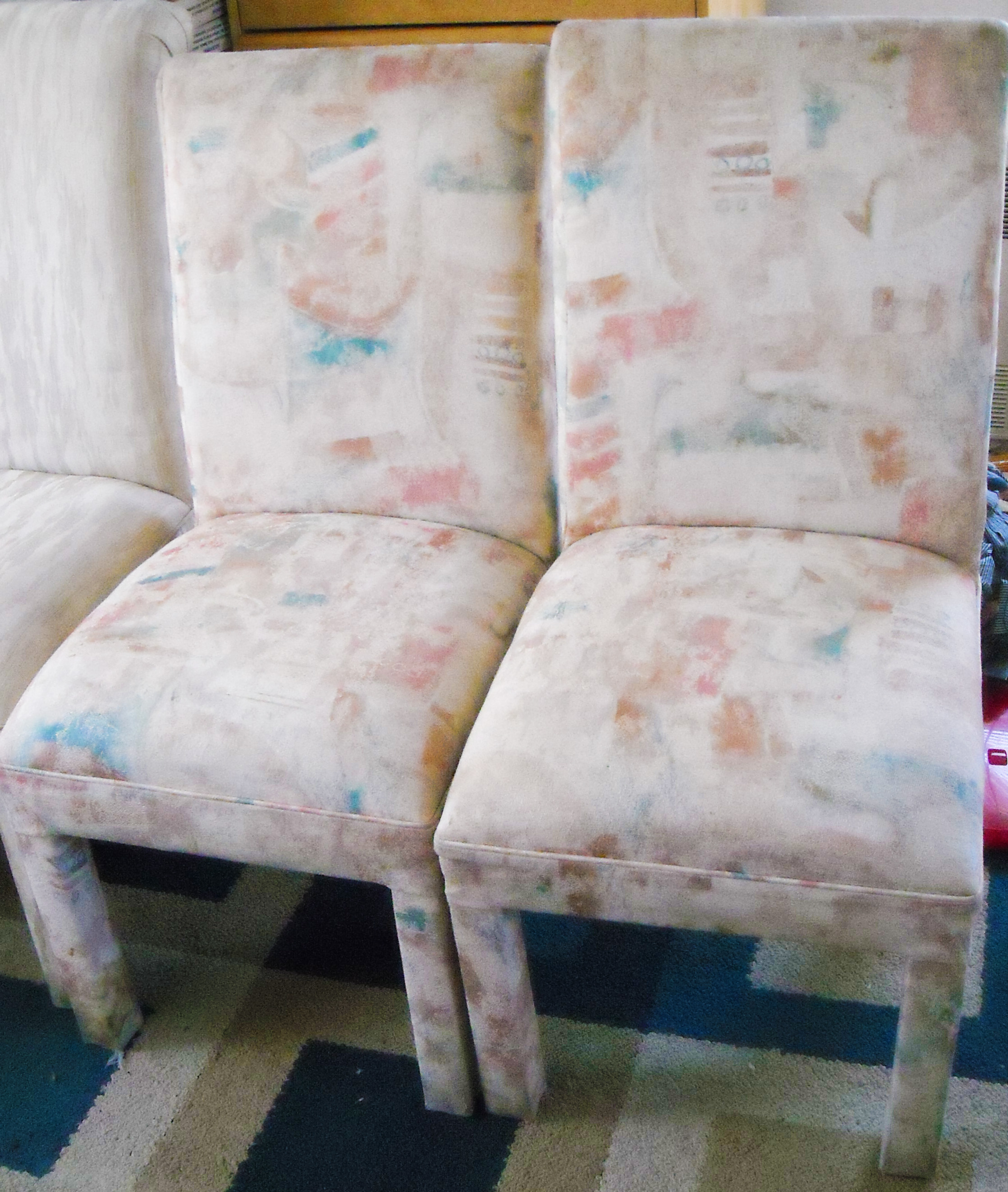 Pair Of Vintage Padded Parsons Chairs SOLD The Long Island Pickers